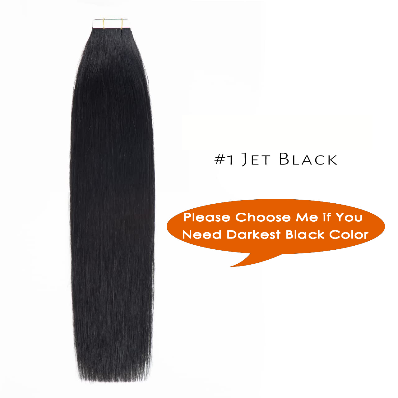 Briller réel cheveux humains bande droite dans les Extensions noir Double face bande pour peau trame cheveux Extensions sans couture bande dans # 1B