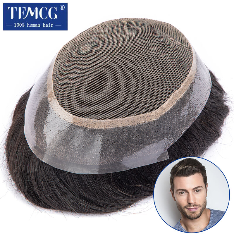 Austrália peruca masculina renda pu base peruca para homens masculino prótese de cabelo respirável homem peruca capilar sistema de substituição