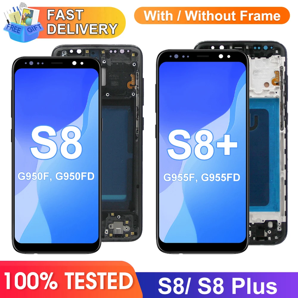 TFT S8 Plus Bildschirmbaugruppe für Samsung Galaxy S8+ G955F LCD-Display Digitaler Touchscreen mit Rahmen für Samsung Galaxy S8 G950F
