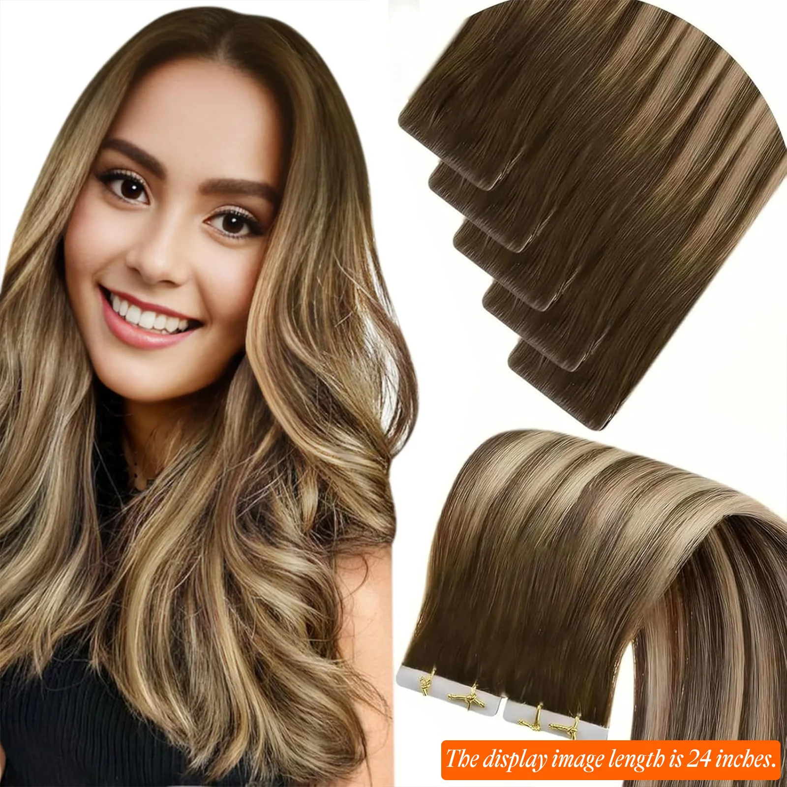 LaaVoo Fita de injeção invisível na extensão do cabelo Cabelo humano real Virgem brasileira sem costura Extensão de cabelo injetado de alta qualidade