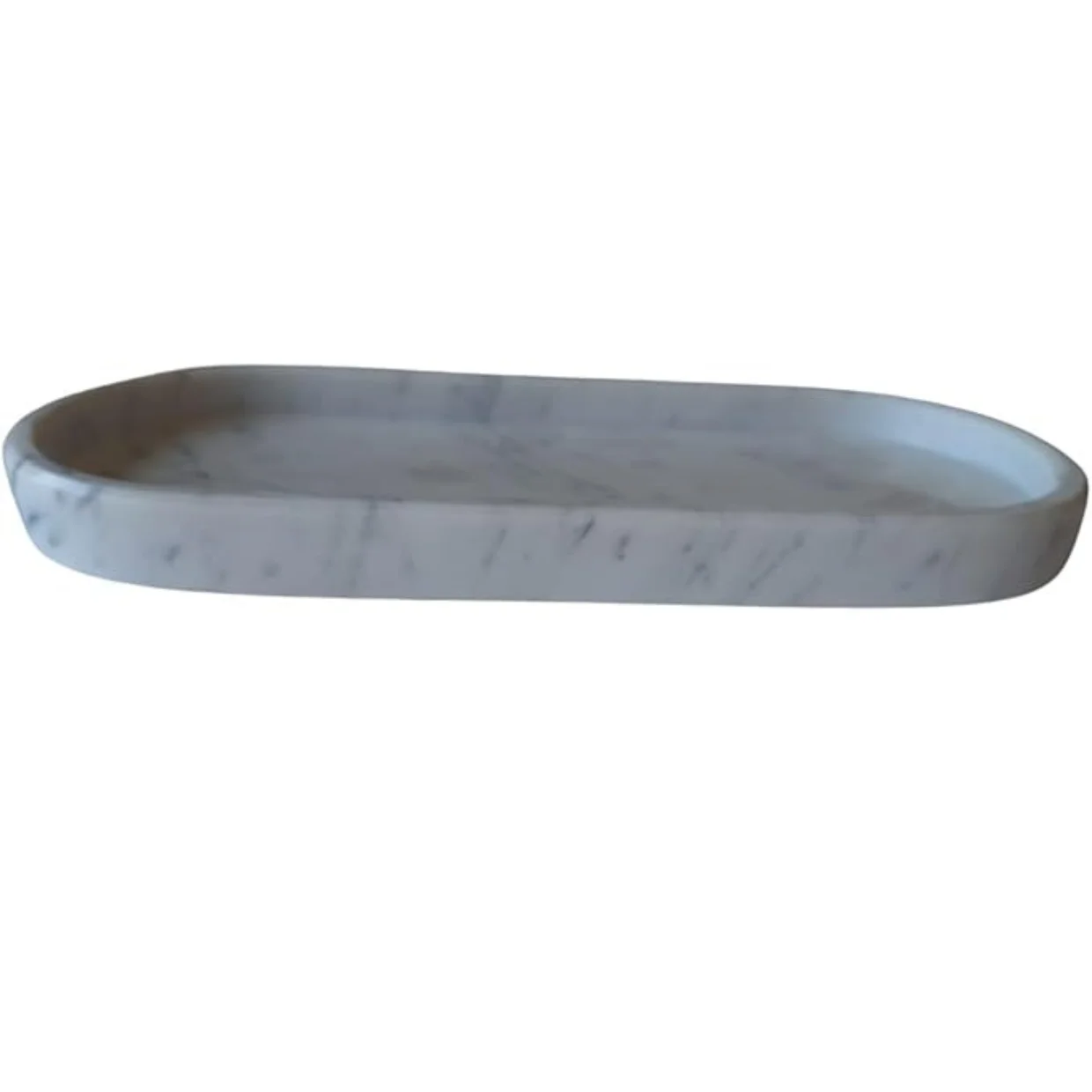 Vassoio ovale in marmo bianco 24,5x11 cm | Porta sapone, gioielli, profumi o oggetti da bagno | Design elegante e artigianato italiano firmato Kalu Creations-Little OVO –