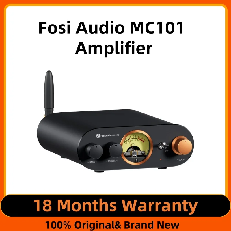 Fosi Audio MC101 amplificador estéreo Bluetooth Audio en casa Mini amplificador con medidor de VU receptor HiFi de 2 canales para altavoz pasivo