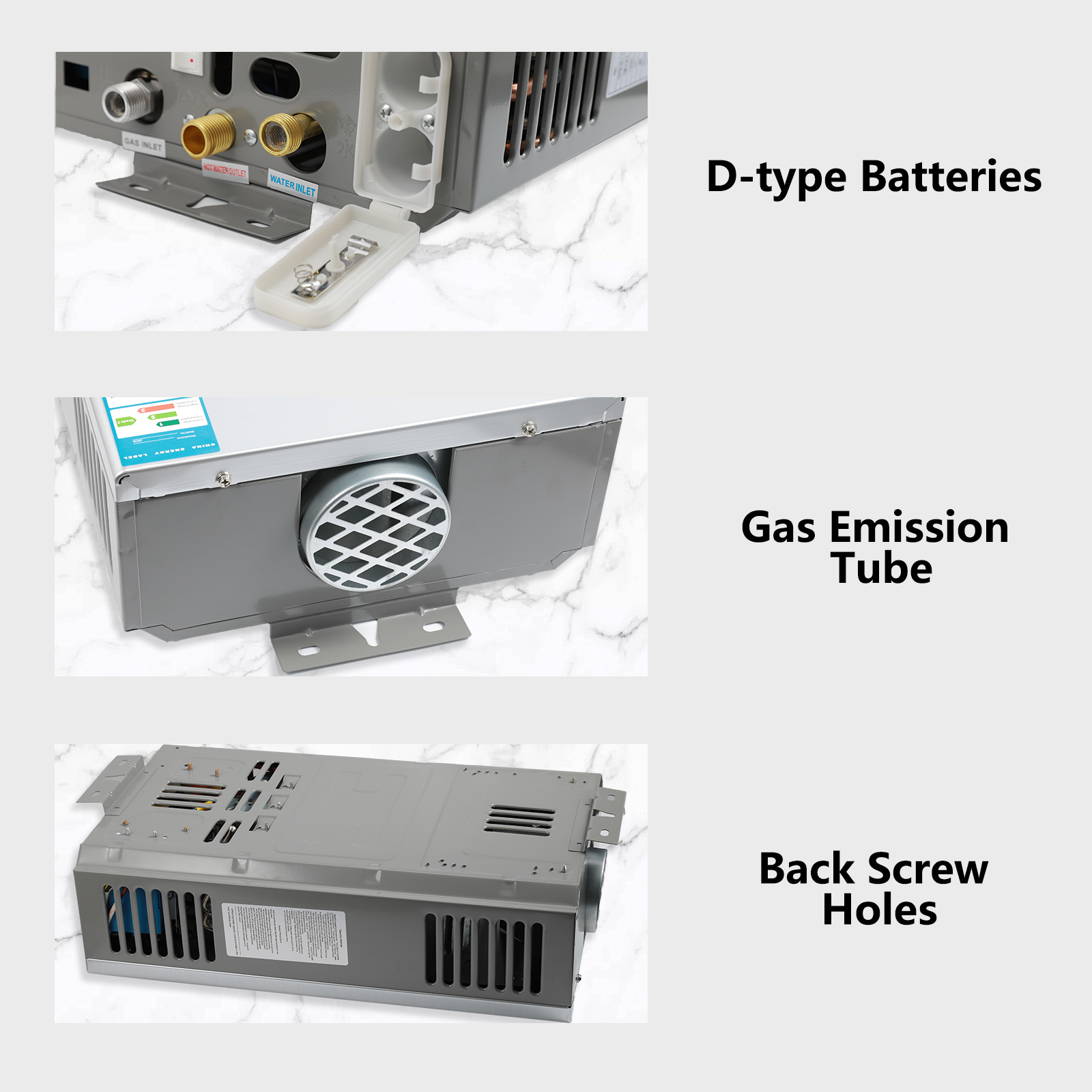 Aquecedor de água portátil sem tanque, 8l/6l lpg, gás propano, montagem na parede, display digital com kit de chuveiro
