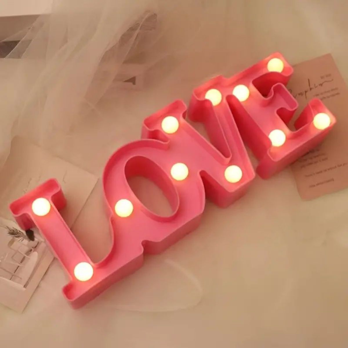 1pc LED Decorative Letter LOVE Wedding Birthday Decoration Light, Valentine's Day Festival Decoration Modeling Lamp