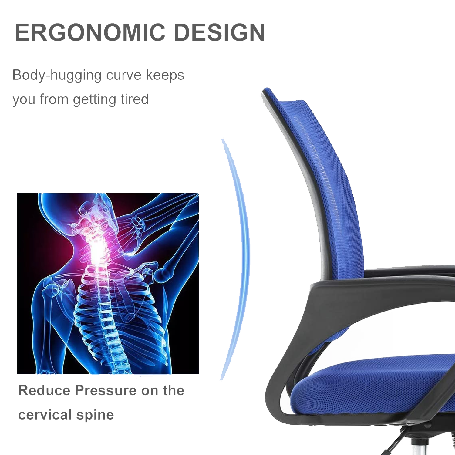 mcc direct Adjustable Office Chair w/Padded Seat Cushion, Height Adjustable Computer Chair w/Lumbar Support and Swivel Rocking