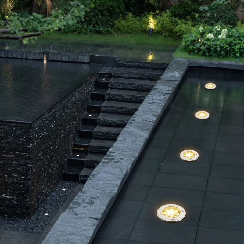 ไฟใต้ดินแอลอีดีอลูมิเนียมสแตนเลสแบบกลมใช้ในครัวเรือน12W 18W 24W 36W 48W