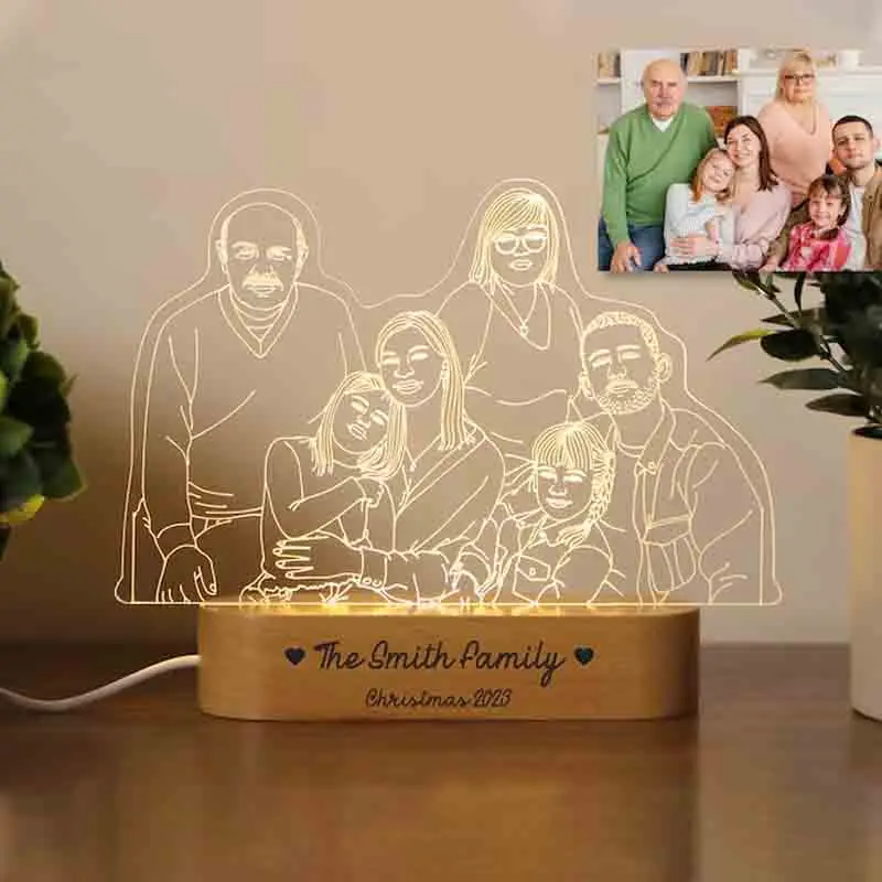 Dropshipp Lámpara de fotografía fotos 3d lámpara foto personalizada Soporte Base de grabado Texto Aniversario Cumpleaños Navidad Luz nocturna 3D lampara led personalizada Regalos de amor