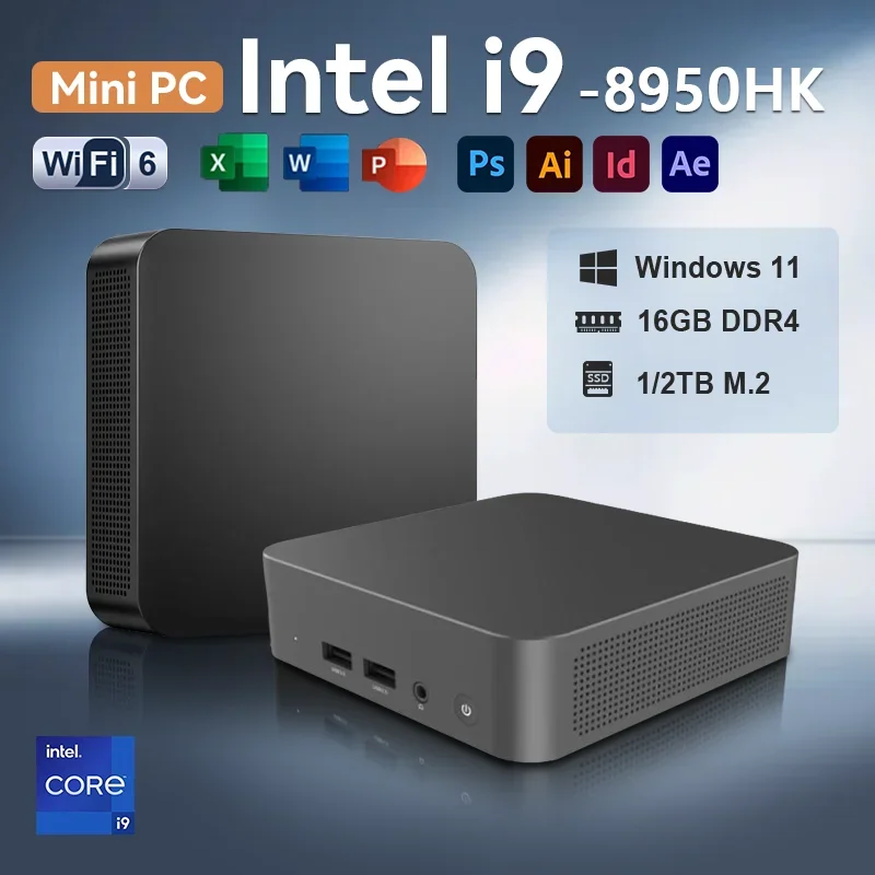 Mini Komputer Intel Core i9 8950HK 16GB DDR4 1TB SSD PC Gamer PC Dual WIFI 6 BT5.2 4K HD Mini Gaming Pc Desktop