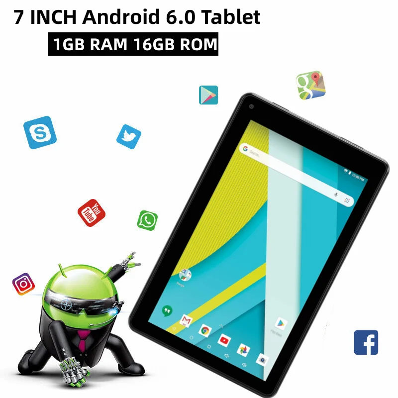 2025 nueva tableta PC de bolsillo Android 6,0/Android8.0 de 7 pulgadas para niños RAM 1GB DDR + 16GB Quad Core WIFI Micro USB