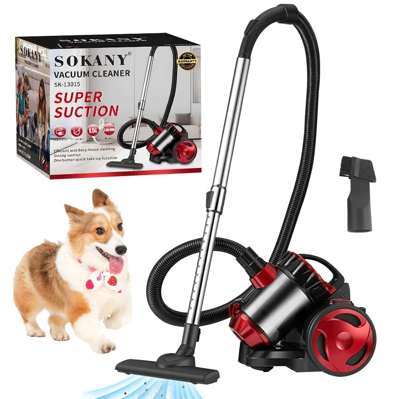 2000 W 1,5 l beutelloser Kanister-Staubsauger, Multi-Cyclon-Filtration, kabelgebundener Staubsauger für Hartböden, Teppiche, Tierhaare, 220 V