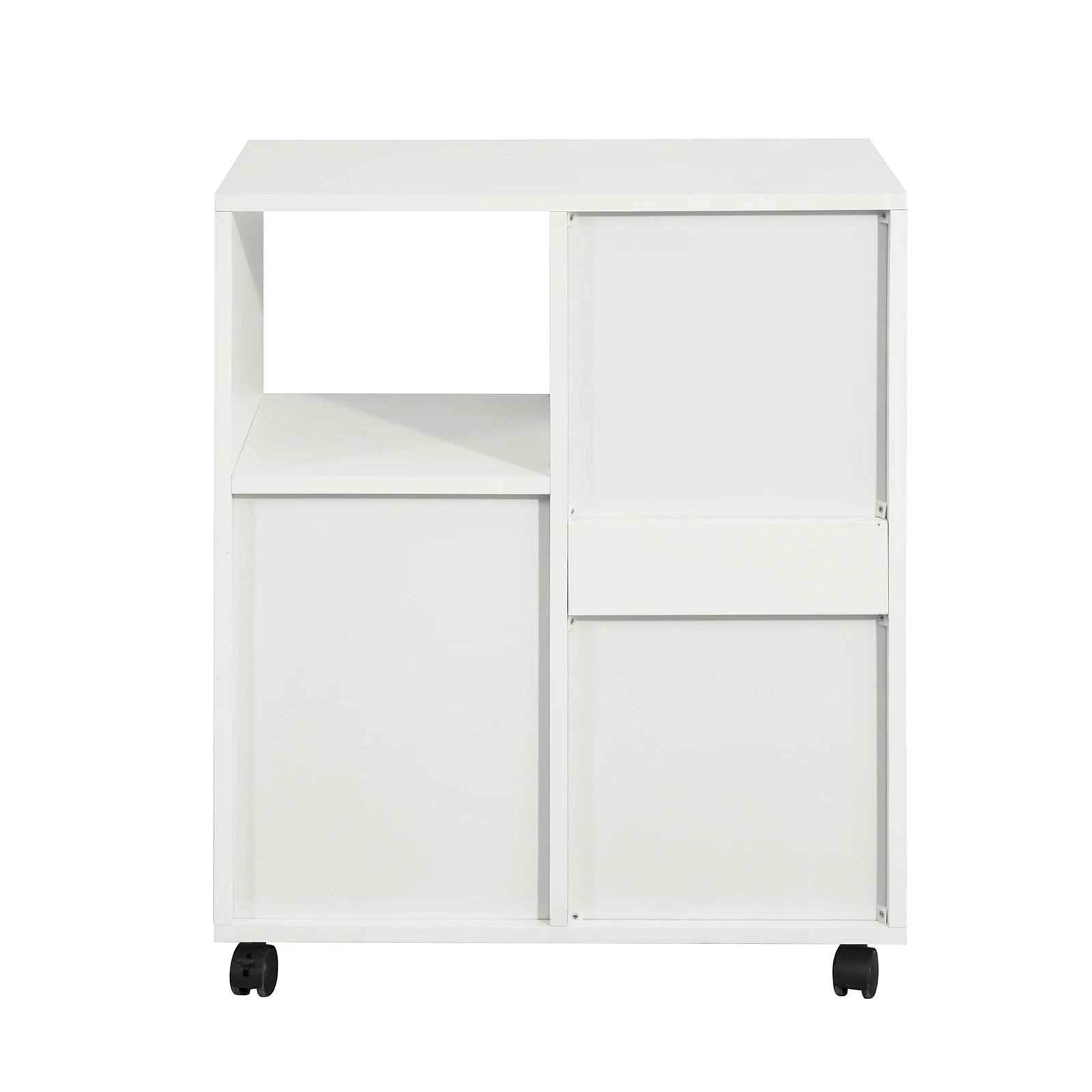 SoBuy FBT105-W printertafel met 2 lades en 1 deurmap kledingkast rolcontainer kantoorwagen zijwagen kantoorcontainer Wit