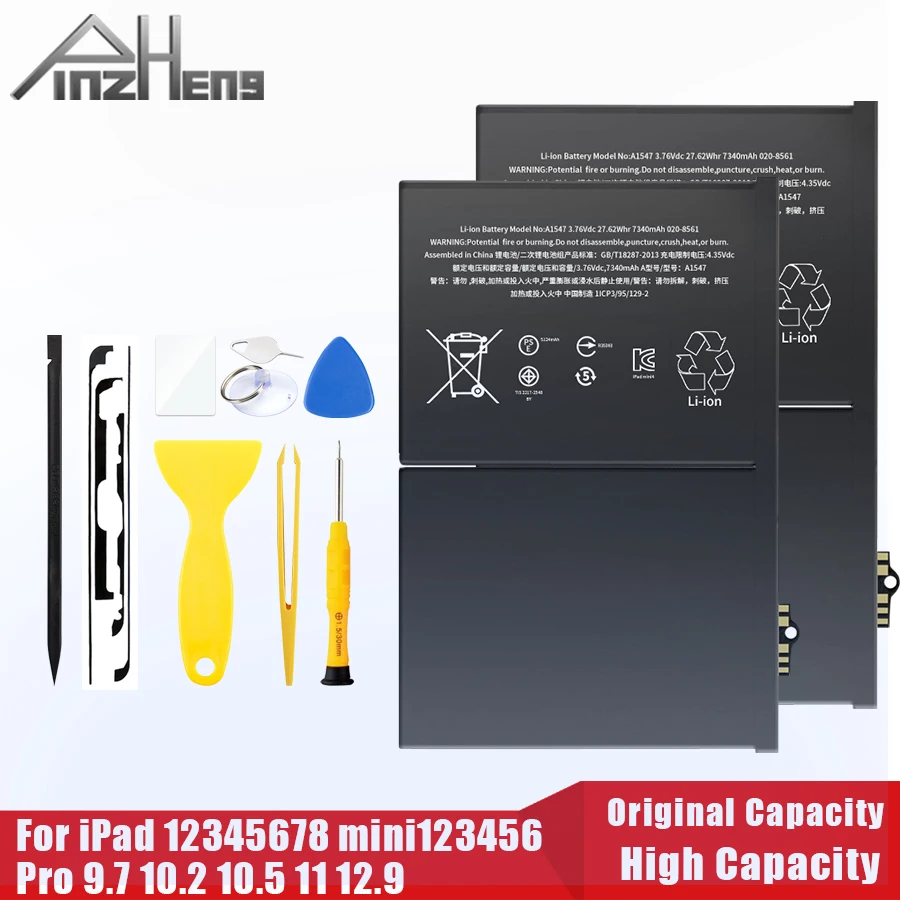 PINZHENG Tablet Battery For iPad 5 6 Air 1 A1474 A1475 A1893 For iPad Air 2 A1566 10.2 Mini 2 3 4 5 Pro 9.7 10.5 11 12.9 Battery