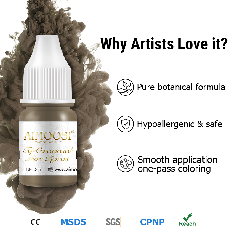 AIMOOSI Professionelles Microblading-Pigment für Nano-Brauen |   REACH-zertifizierte Permanent-Make-up-Tattoo-Tinte für PMU-Künstler |   3 ml