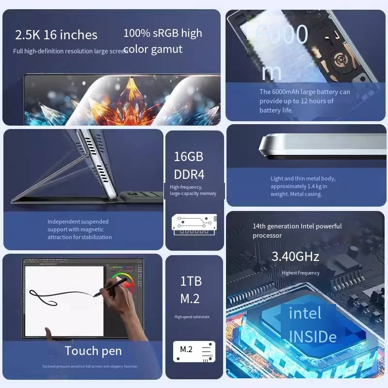 2025 DERE 16inch touch screen Intel core i3-1220P/Intel N100 Windows11 pro laptop 32GB DDR4 2TB SSD Desktop gaming PC