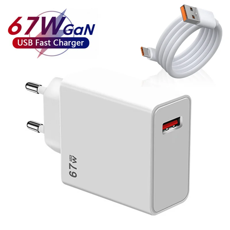 GaN Caricatore rapido USB Ricarica rapida 3.0 per Xiaomi 14 13 12 11 10 Ultra Redmi Nota 12T 13 Pro Turbo 6A Cavo di ricarica USB tipo C