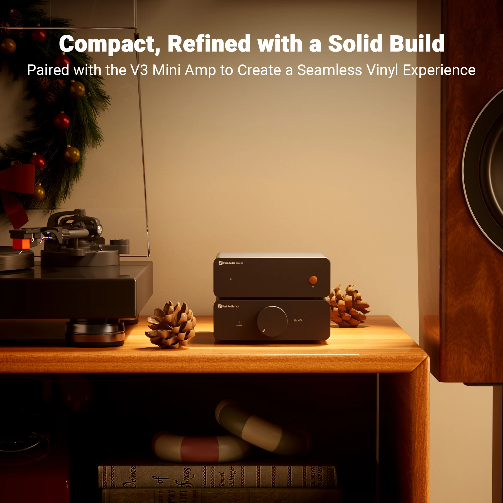 Fosi Audio BOX X5 HIFI Phono Preamp, Mini Preamplifie Home Audio for MM/MC Cartridge Turntable RIAA Preamplifier compact with V3