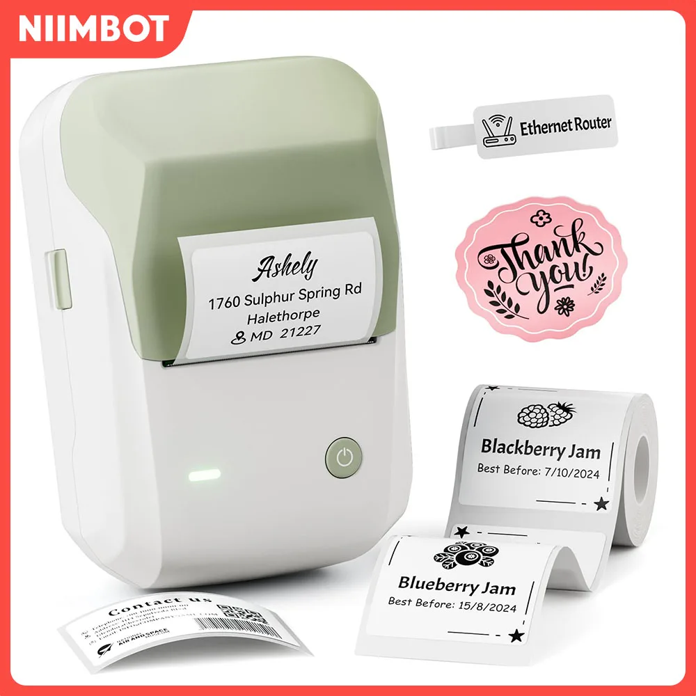 Niimbot B1 Kabelloser Etikettendrucker, kabelloser Bluetooth-selbstklebender Thermopapieraufkleber für das Heimbüro im Geschäft