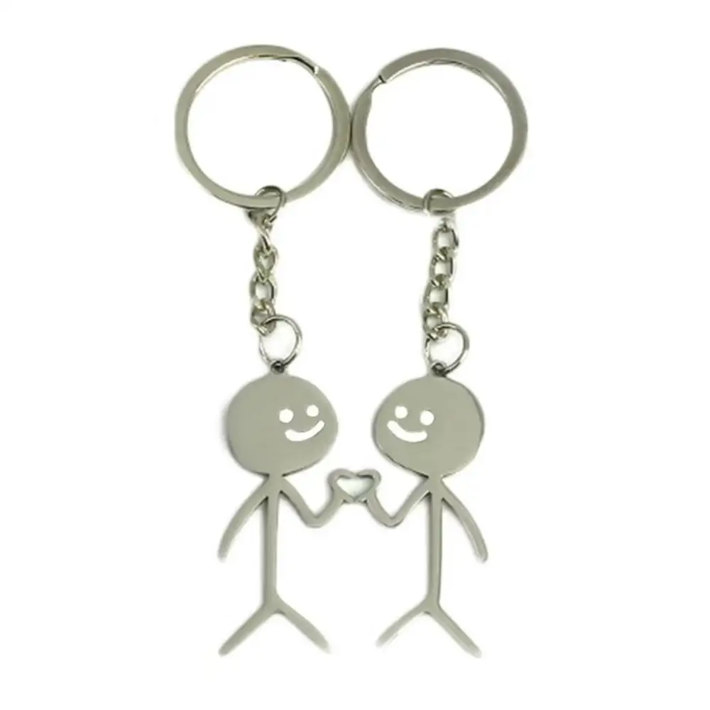 ตลกสแตนเลส Funny Guy Key CHAIN Stickman การจับคู่หัวใจพวงกุญแจกระเป๋ากระเป๋าเป้สะพายหลังจี้ตกแต่ง
