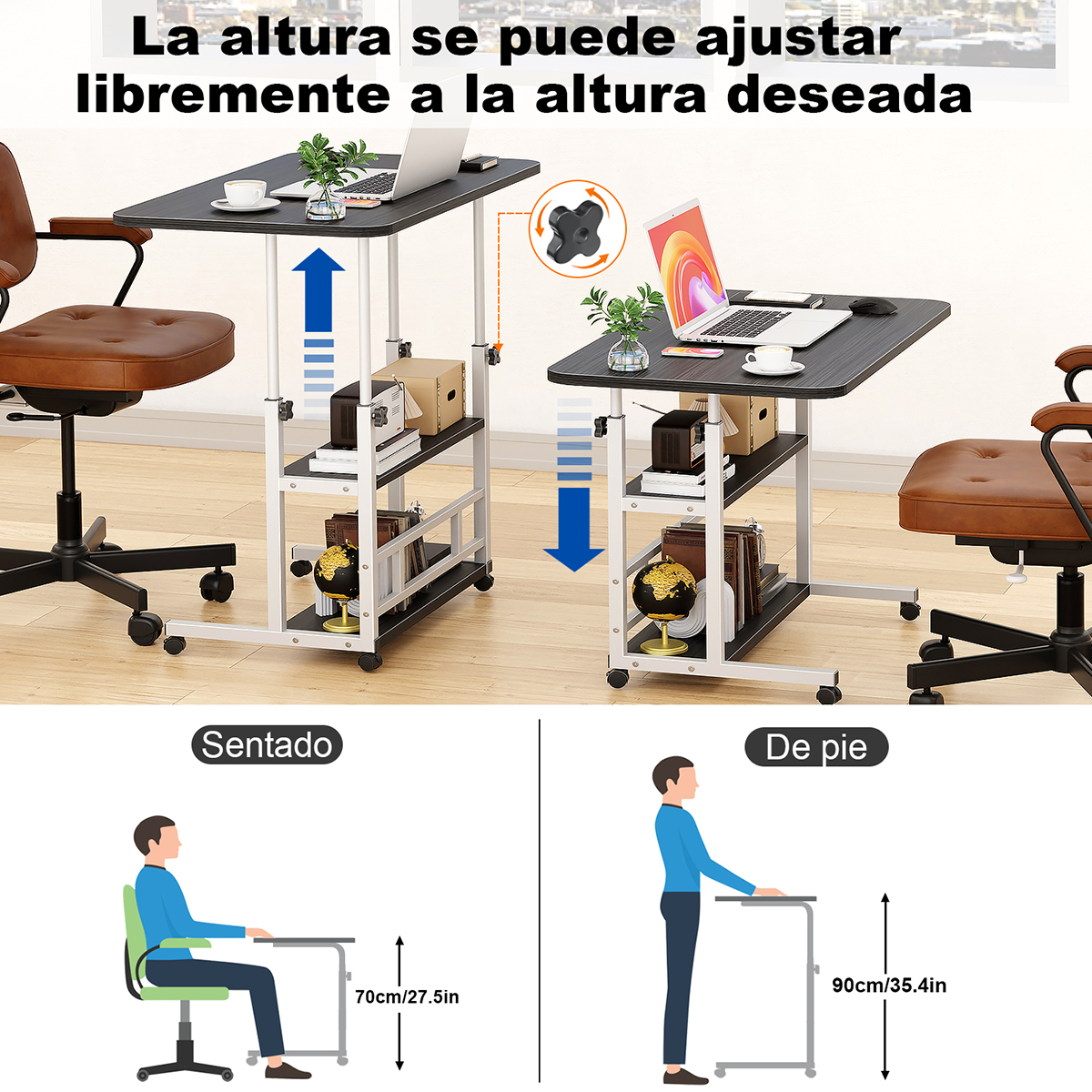 3 Piso Mesa Para Laptop Altura Ajustable Mesa Laterales 60cm