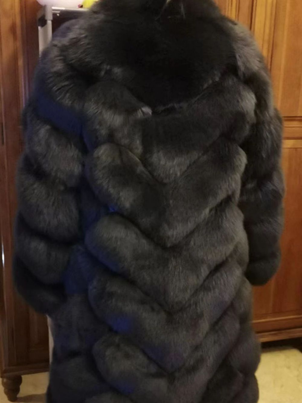 Casaco longo de pele de raposa real com gola para mulheres, jaquetas cortadas preto e branco, mangas completas, luxo, plus size, inverno