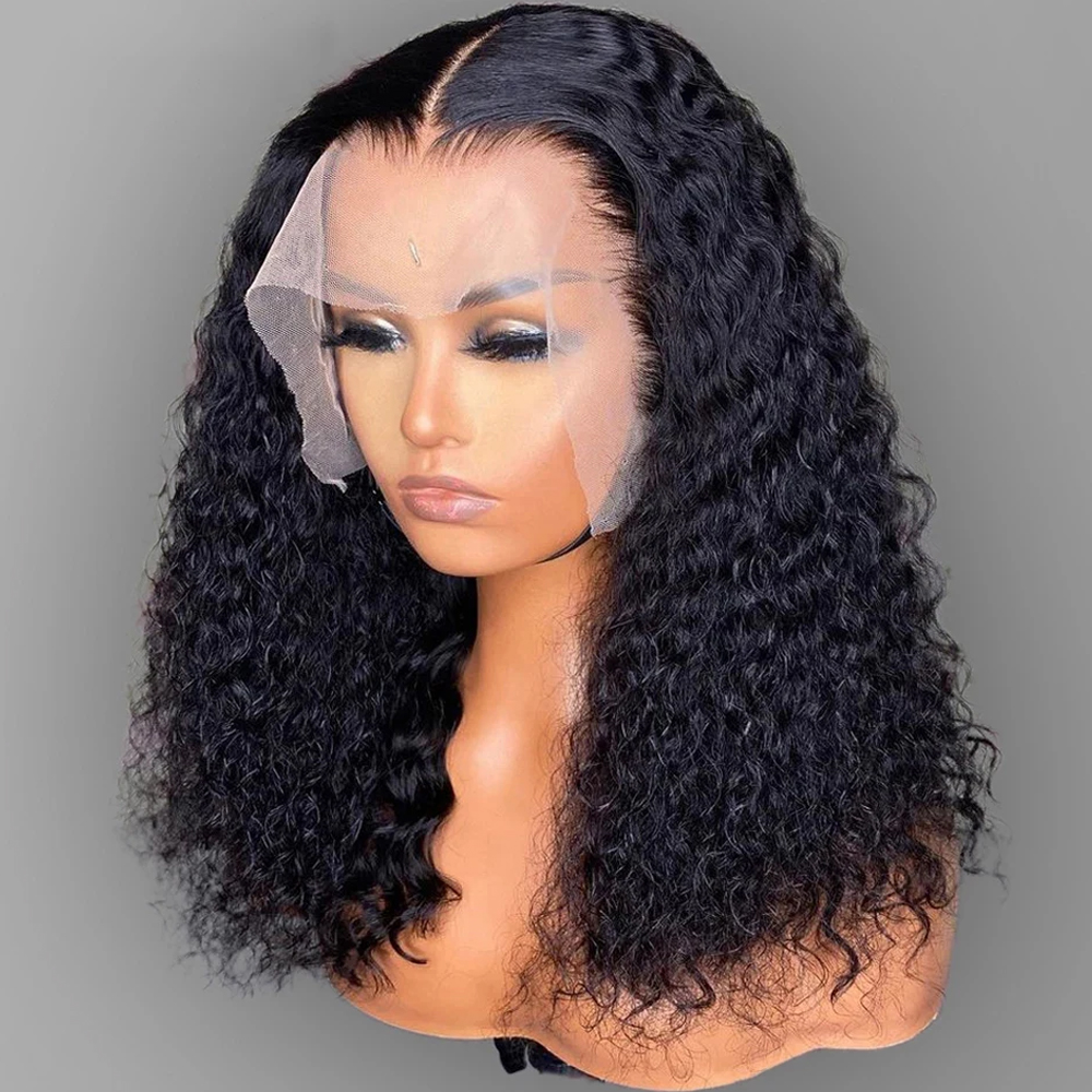 Deep Wave Human Hair Short BOB Wigs 13x4 Transparent Lace Wig PrePlucked Bleached Knots Remy Front Lace Wig For Women Lace Wigs