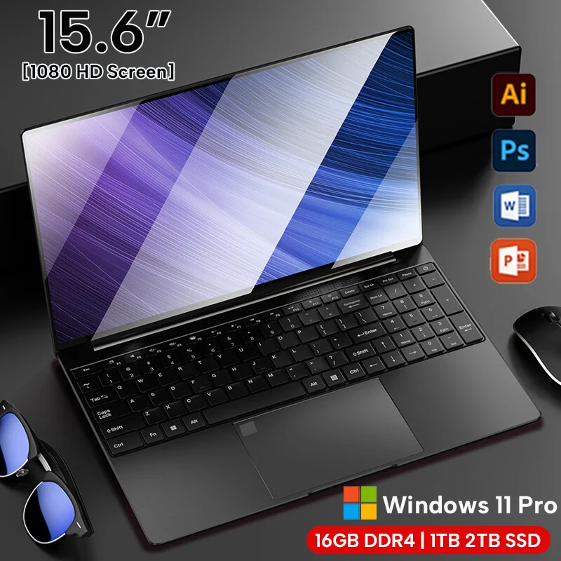 Przenośny notebook Windows 11 Pro 15,6-calowy komputer przenośny Ekran HD Intel Core i7-6500U 16 GB RAM 1 TB 2 TB SSD laptopy PC