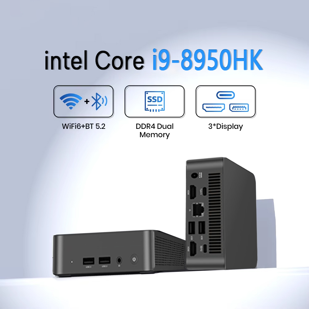 Mini PC de jeu Windows 11, Intel Core i9-8950Ian, ordinateur de bureau, touristes, Wi-Fi, 6 BT, stimule 4K, HD, nouveau, 2025