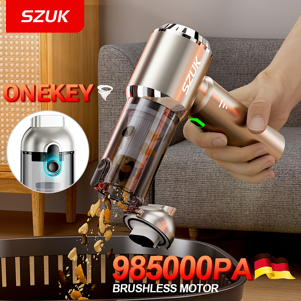 SZUK 985000 PA-aspiradora inalámbrica potente, aspirador de mano con un solo clic, eliminación de polvo, Mini aspirador portátil para coche