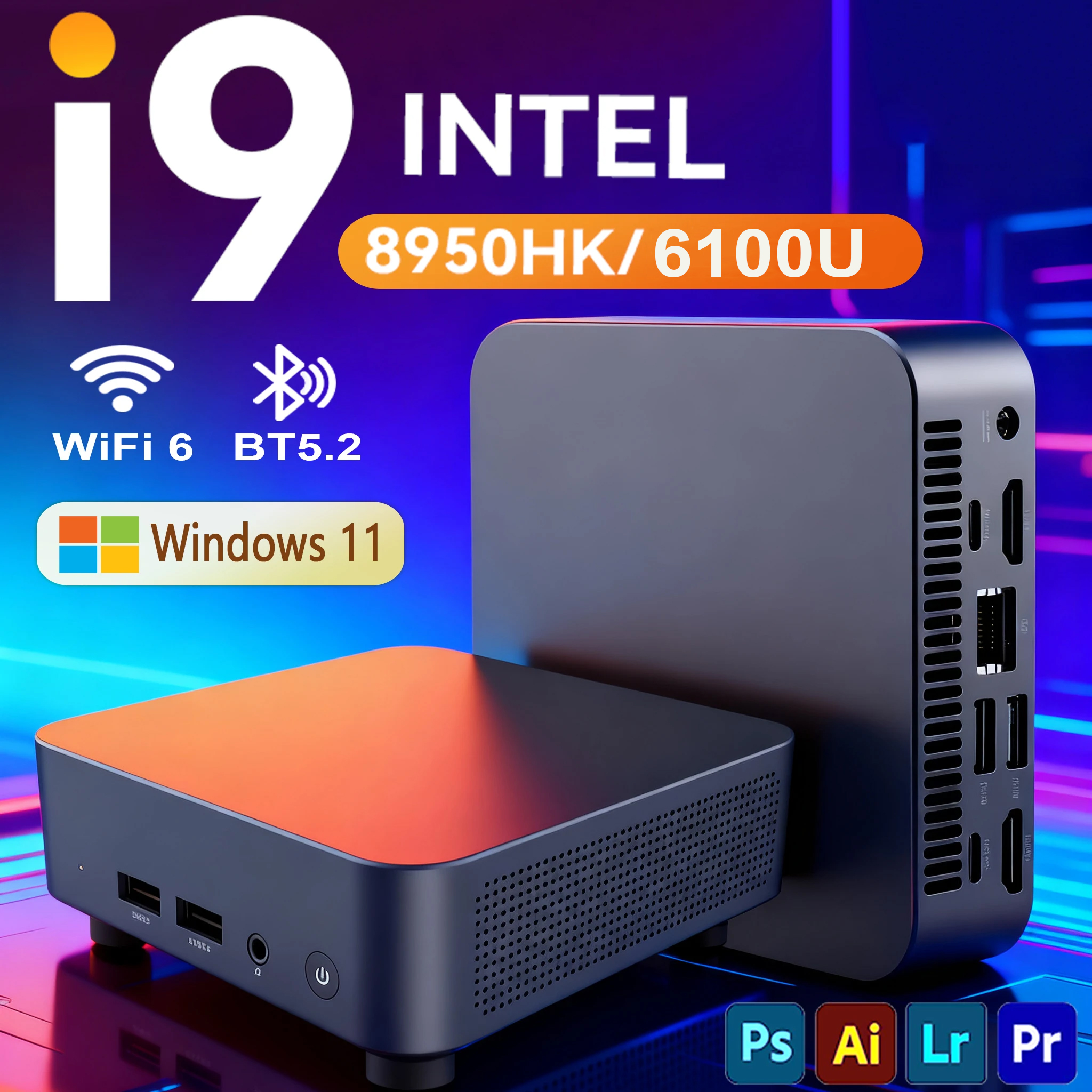 Escritorios Mini Pc de bolsillo Intel I9 8950HK Computadora PC Wifi 6 Mini PC Gamer Computadora de estudio Windows 11 Mini pc 16GB RAM 1TB SSD