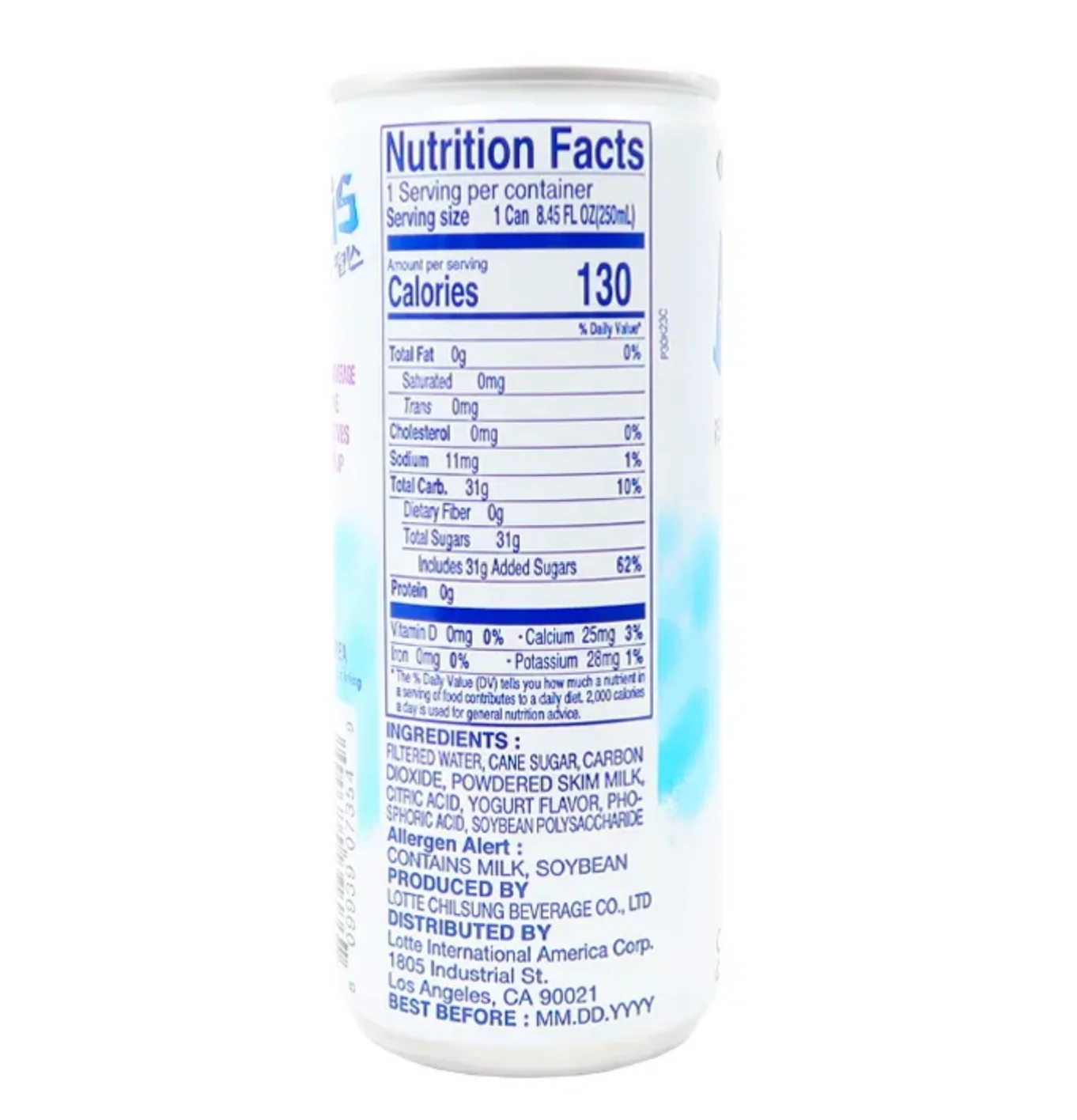 Lotte Milkis - Bebida coreana - Sabor: original - 10 latas de 250 ml cada una. - Bebida carbonatada sabor yogurt