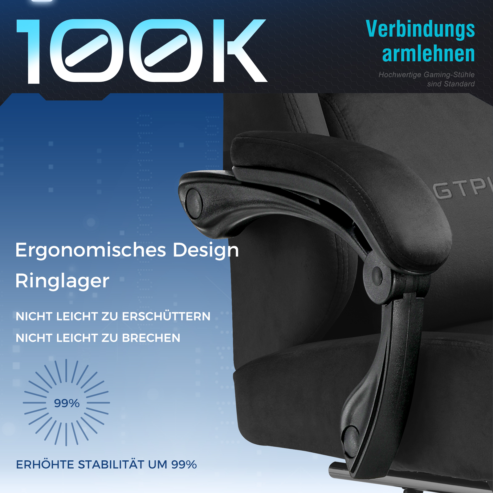 GTPLAYER Gaming Stuhl, Atmungsaktiver Bürostuhl, Bürostuhl Ergonomisch, Hochwertiger - Stoff, Ergonomischer PC Stuhl