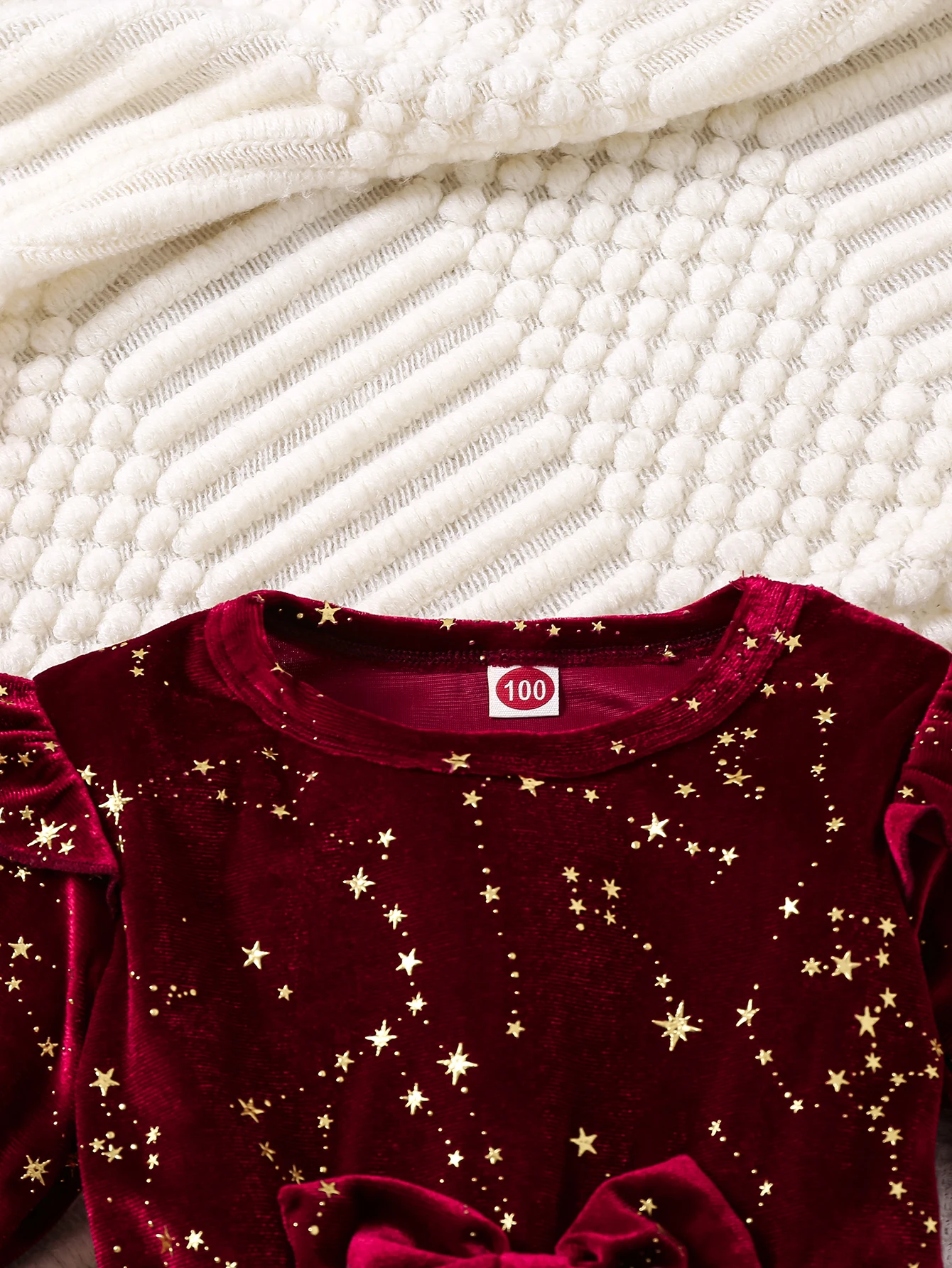 Kleinkind Mädchen Party Kleid Herbst Winter 1-8 Jahre Kinder Weihnachten und Neujahr Prinzessin Kleid rot Samt Kleid Sterne Mesh Kleid