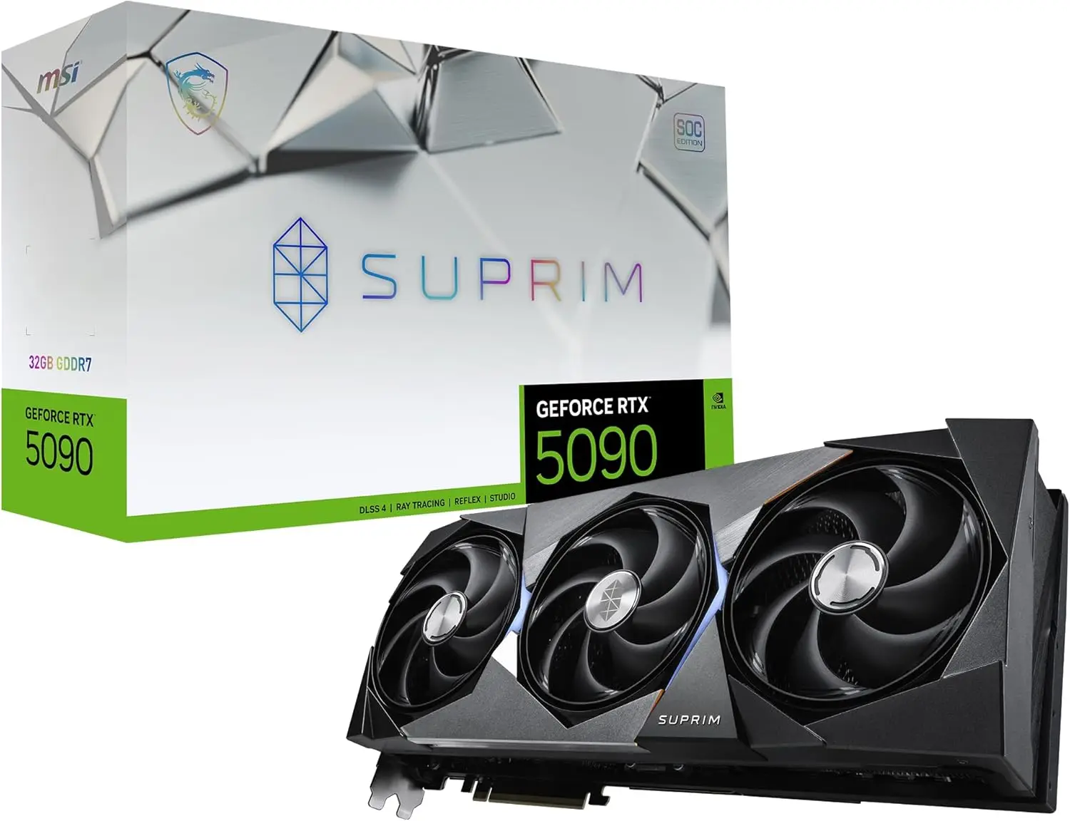 MEISTVERKAUFTE MSI Gaming RTX 5090 32G SUPRIM SOC-Grafikkarte (32 GB GDDR7, 512 Bit, extreme Leistung – 2580 MHz, DisplayPort x