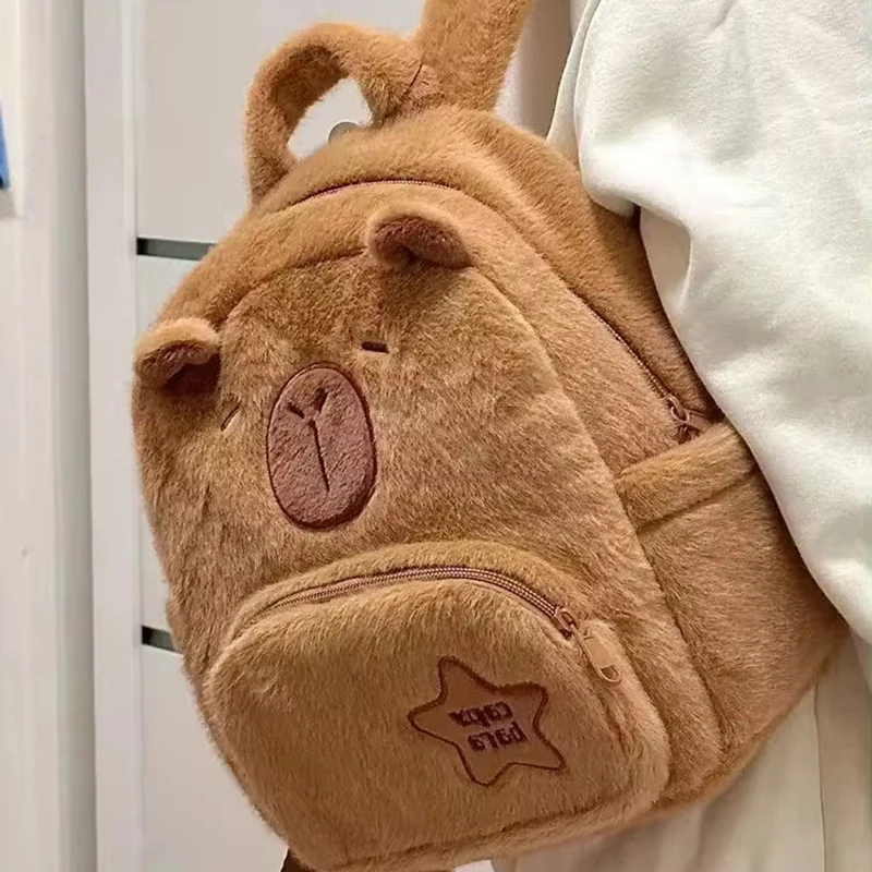 Kawaii Capybara Pluszowy plecak dla kobiet Wszechstronna kreskówka Zabawna torba na ramię Capibala Torba na ramię o dużej pojemności