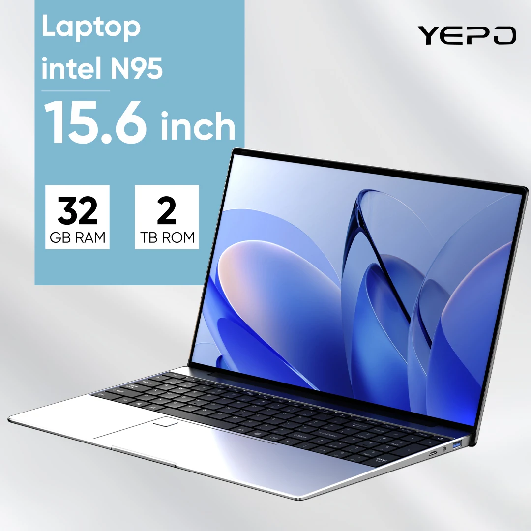 Ультратонкий ноутбук 15,6 дюйма N95, 32 ГБ ОЗУ, 2048 ГБ SSD, ноутбук, геймер, аккумулятор 7500 мАч, офисный учебный компьютер, ПК, Windows 11 Pro