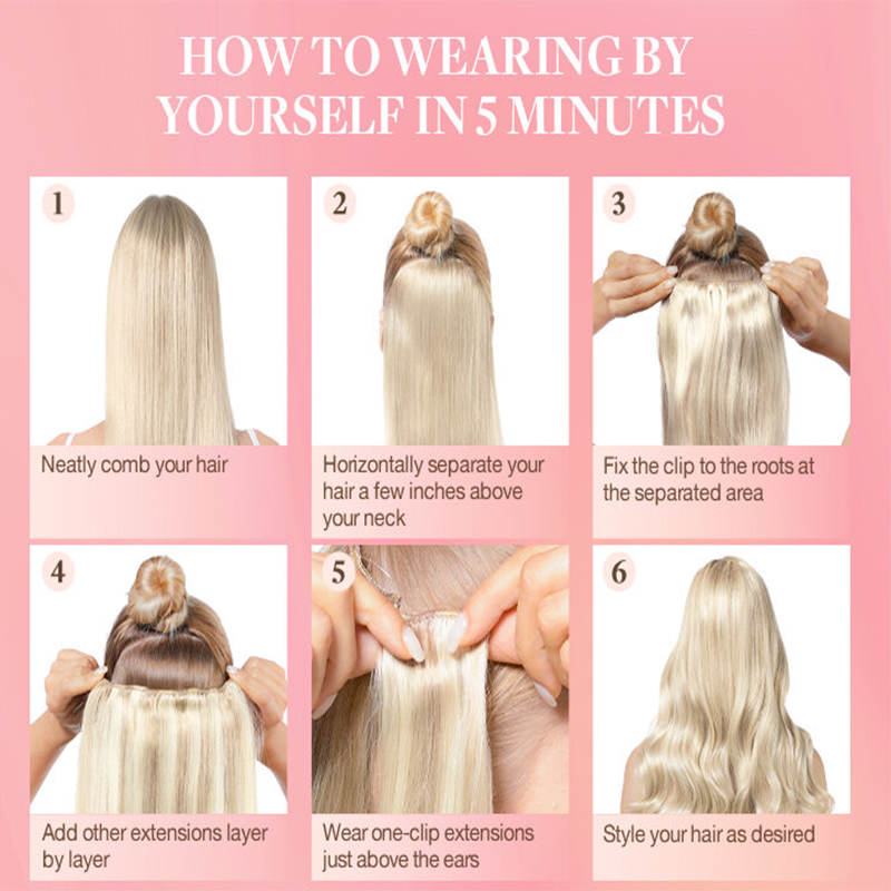 8 pièces pince dans les Extensions de cheveux 100% cheveux humains P8/613 couleur brun mettre en évidence Blonde pour les femmes usage quotidien vrais cheveux naturel noir 4 #