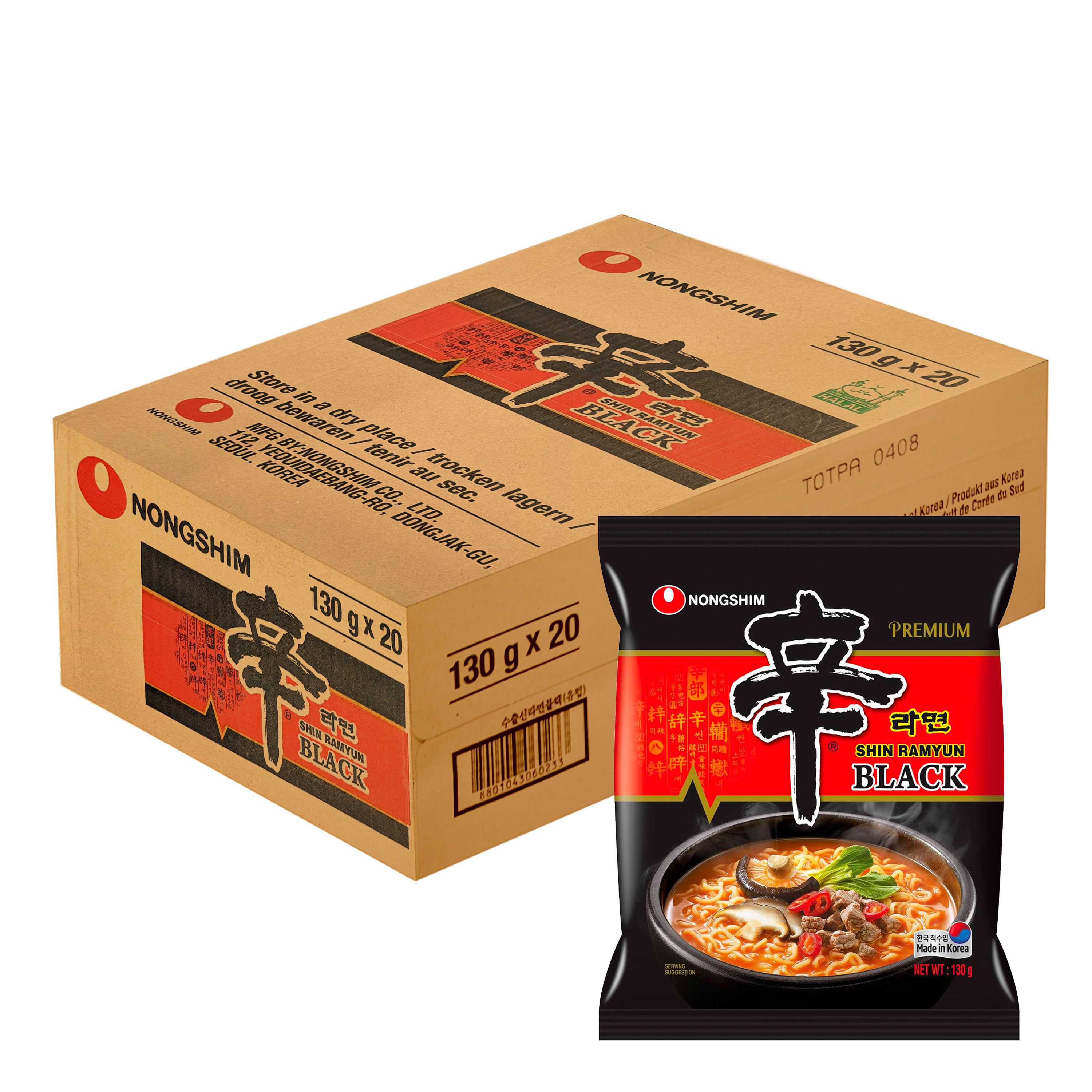 Nongshim Shin Korean Instant Ramyun Black Ramen Noodles Pack of 20 x 130g