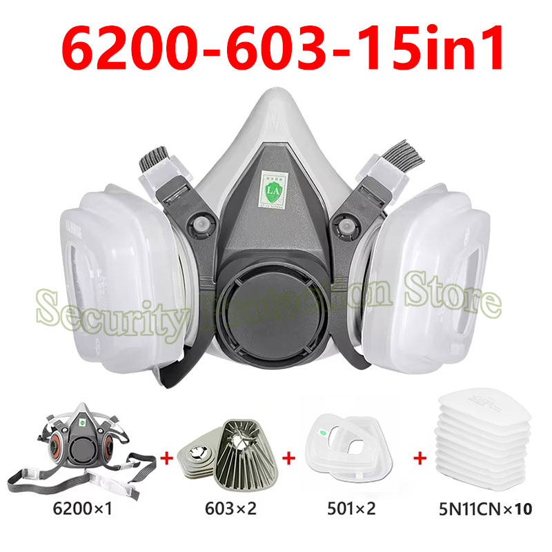 Mascarilla de Gas 6200, protector antipolvo de media cara, filtros de partículas 5N11, respirador de seguridad, pintura en aerosol para trabajo Industrial