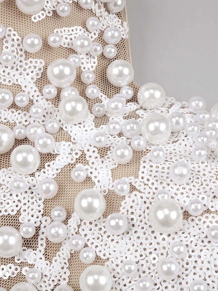 Vestido de noite elegante de lantejoulas com enfeites de pérolas e vestidos de noite com bandagem de penas vestido feminino