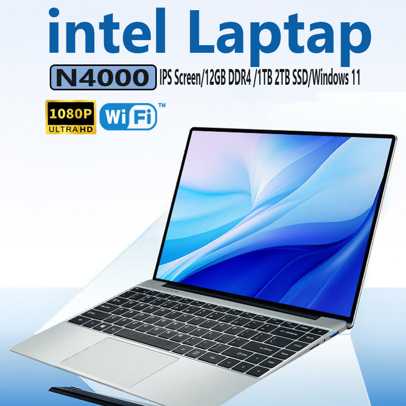 14,1 inch zakelijke Intel Celeron N4000 laptopcomputer Windows 11 Pro 12 GB DDR4 512 GB 1 TB SSD Office Gaming Notebook PC Computer