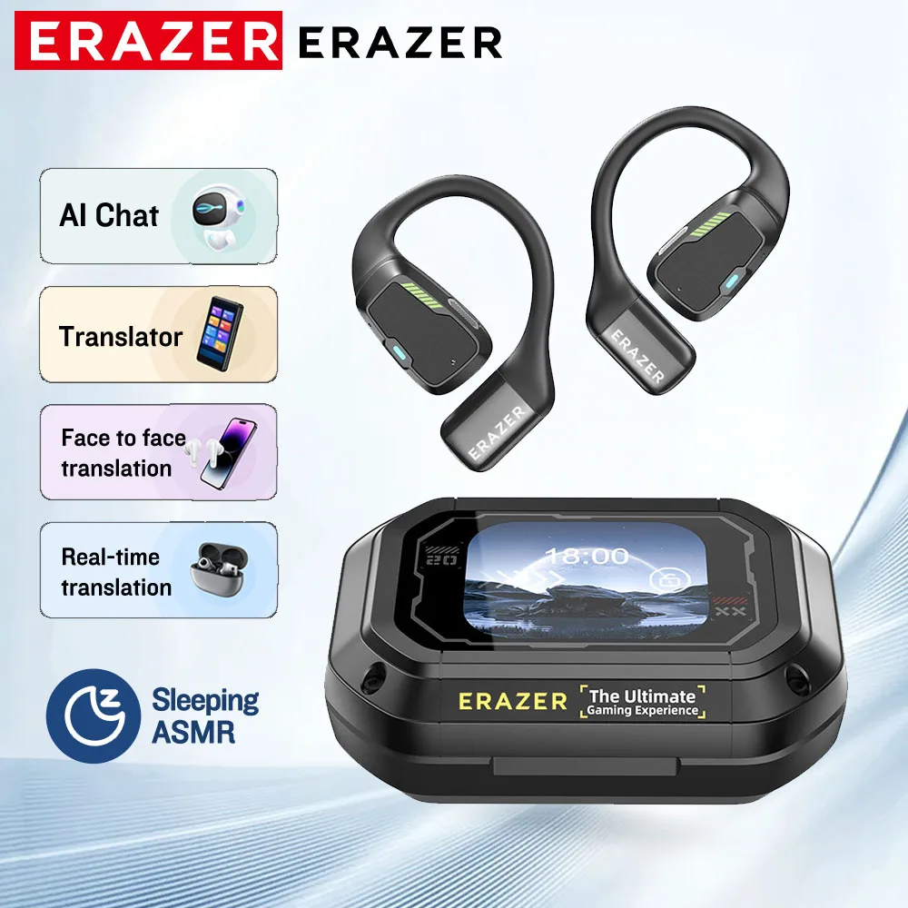 [Słuchawki douszne z tłumaczemAI]Erazer XP6 słuchawki bezprzewodowe zestaw słuchawkowy do gier korektor aplikacja słuchawki Bluetooth wodoodporny mocny dźwięk