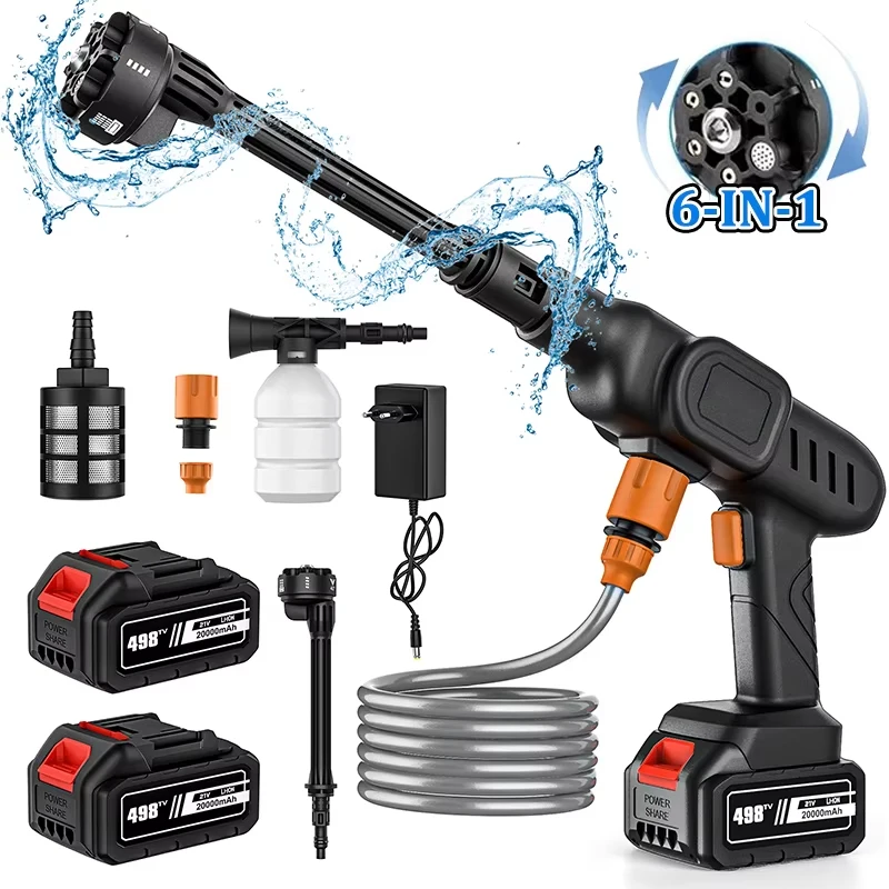 6 in 1 60Bar Cordless Lavatrice ad alta pressione Pistola a spruzzo Pulizia del giardino Pistola per lavaggio elettrica Lavatrice per Makita 18V Batteria