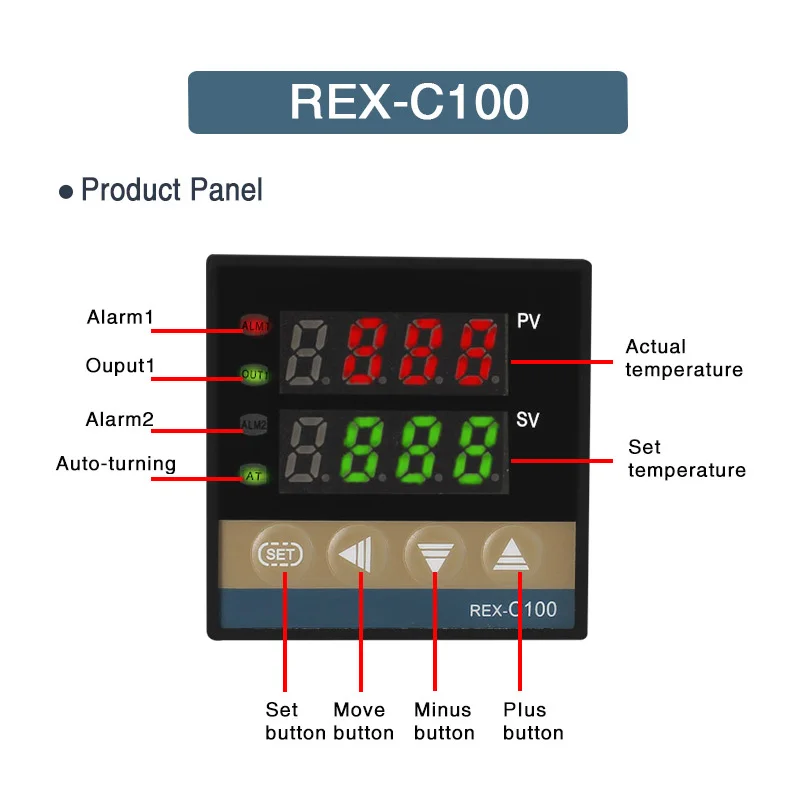 Controlador de temperatura REX-C100 PID 220v 400 grados termostato Digital salida 40A SSR K tipo termopar