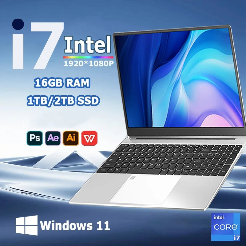 15.6 polegada estudo portátil windows 11 pro intel core i7 8500y 16gb ram 1tb 2tb ssd portátil desbloqueio de impressão digital escritório notebook pc