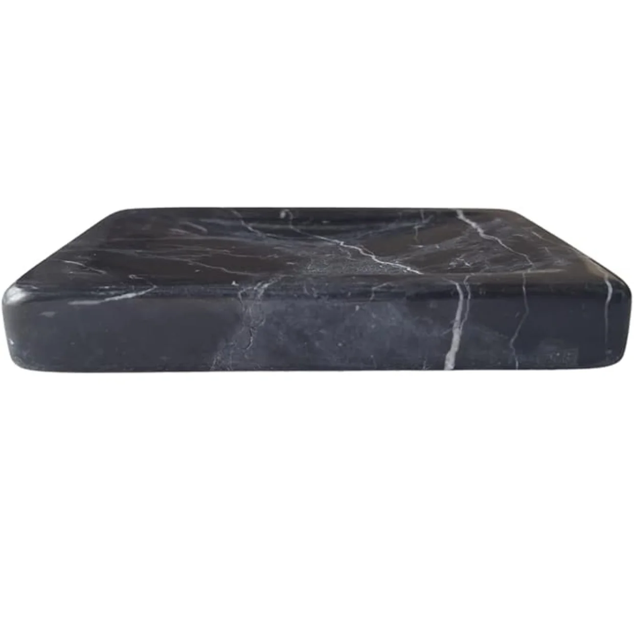 Portasapone in Marmo Nero 13×8 cm – Fatto a Mano – Porta Sapone Elegante in Pietra Naturale per Bagno – Design Moderno, Solido e Raffinato | Kalu Creations