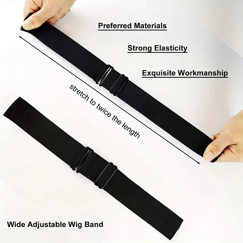 12/10/5/3/2/1 pcs สีดําปรับแถบยืดหยุ่นสําหรับวิกผมปรับสายรัดสําหรับวิกผมทําเครื่องมือสําหรับทําหมวกวิกผมอุปกรณ์เสริม