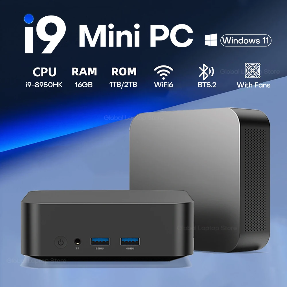 2025 intel mini pc intel core i9 8950hk windows 11 16gb ddr4 512gb 1tb ssd computador gamer duplo wifi 6 bt5.2 4k hd computador portátil