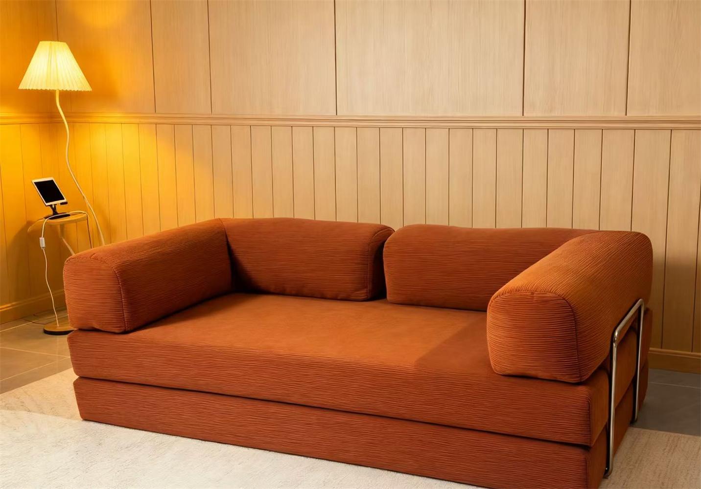 Magazyn UE Europejska retro sofa wysokiej klasy z aksamitu sztruksowego, składana sofa z funkcją kompresji próżniowej, możliwość personalizacji, do salonu, sypialni, futrzana.