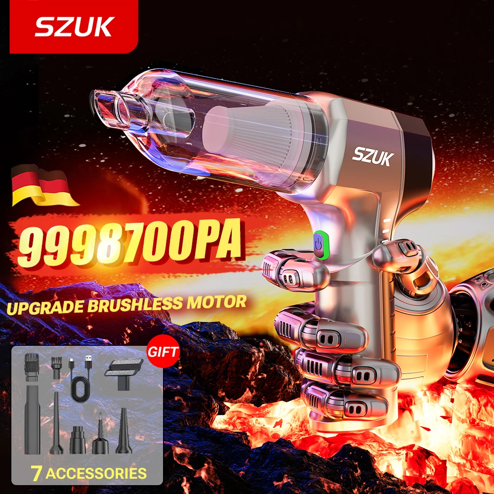 SZUK-aspiradora portátil C017MAX para coche, miniaspiradora inalámbrica de mano, potente succión, máquina de limpieza aspiradora para coche aspiradorá de mano aspirador de mano potente mini aspiradora portátil