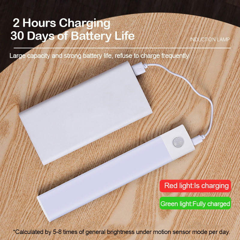 20/30/40CM USB Rechargeable Motion Sensor Light Wireless 3 Colors Dimming LED Closet Night Light Kitchen Cabinet Lamp For Xiaomi